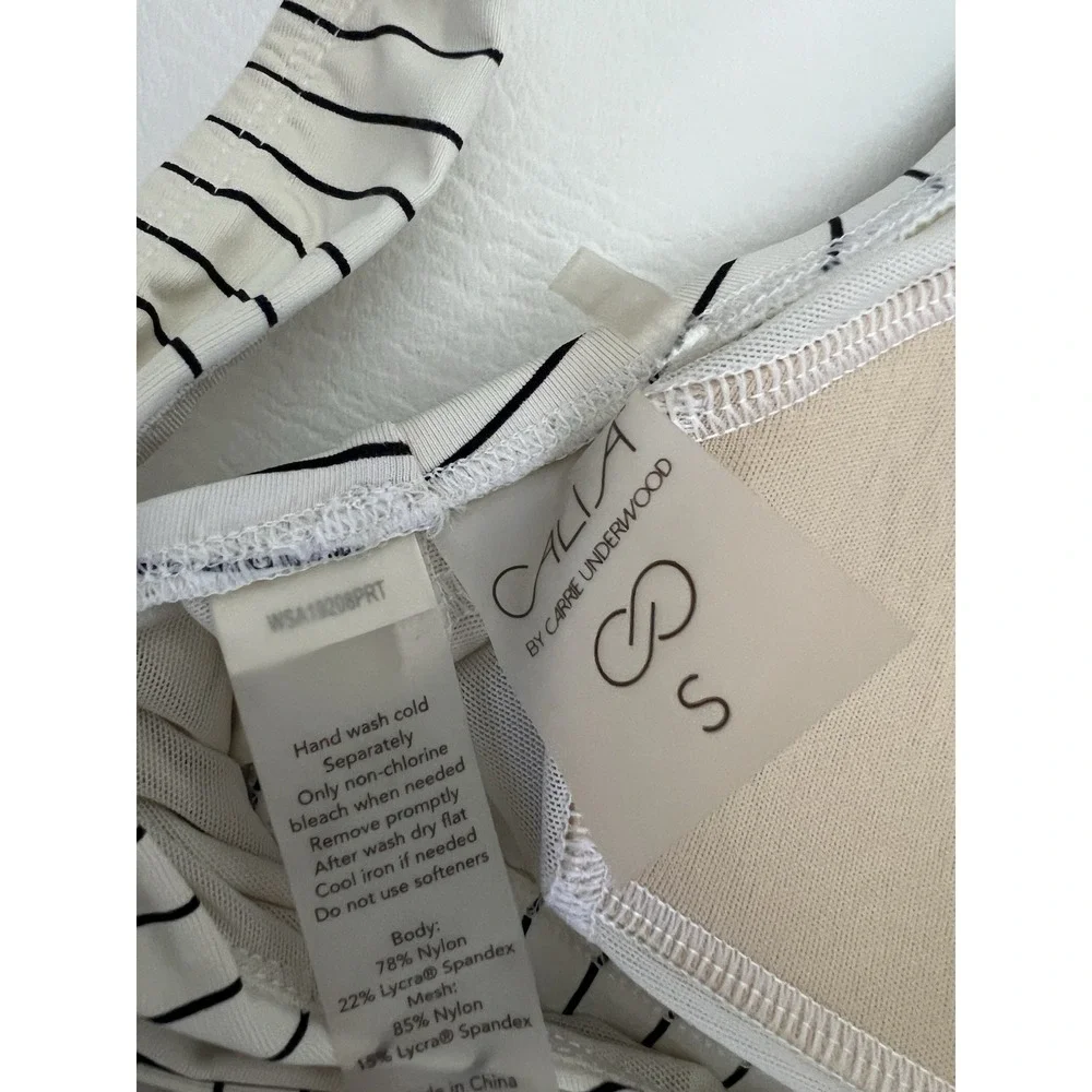 Calia By Carrie Underwood Small White Black Striped Swim Top Paded Beach Vacay - Picture 3 of 5
